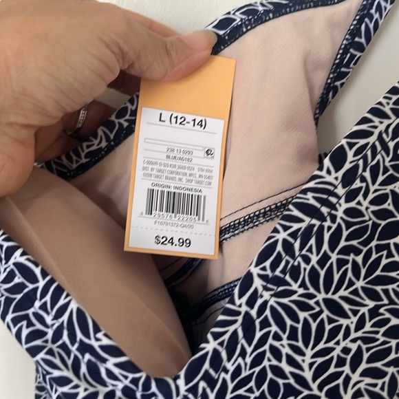 Kona Sol Women's Size Large (12-14)Flowy Tankini Blue Swim Top New With Tags - Picture 3 of 4